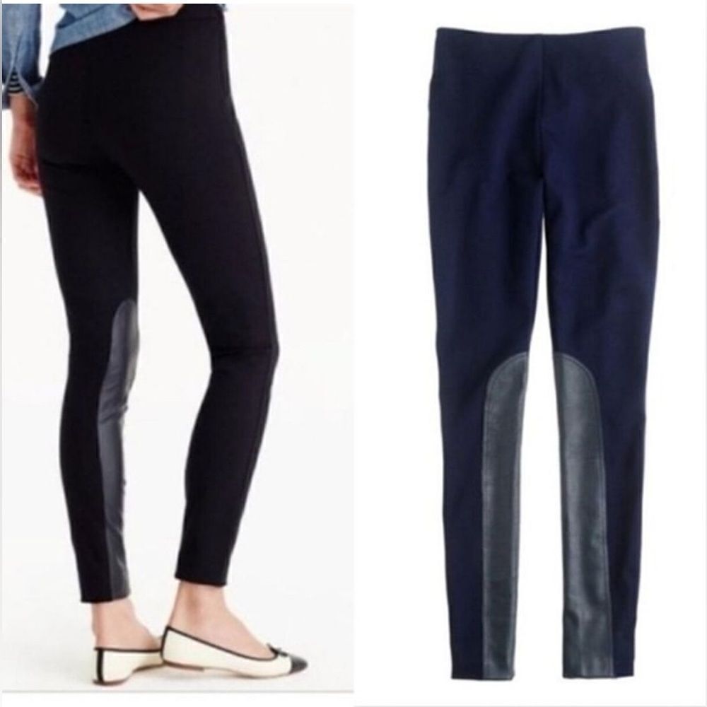 J.Crew Pixie Pant jodhpur Leggings with real leather detail.  2